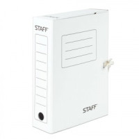 Папка архивная с завязками, микрогофрокартон, 75 мм, до 700л., белая, STAFF, 128869