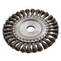 Щетка для УШМ, 150 мм, &quot;Плоская&quot;, крученая нержавеющая проволока 0.5мм, посадка 22.2 мм Denzel