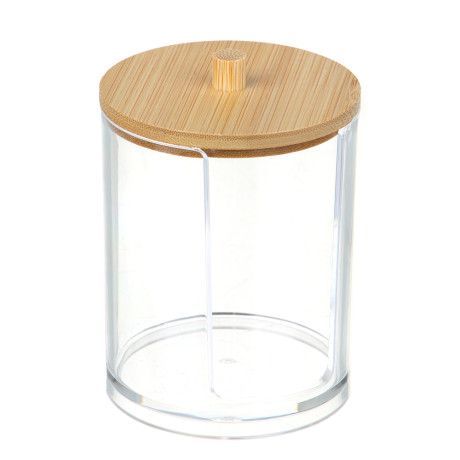 Органайзер для ватных дисков с бамбуковой крышкой ЮНИLOOK , PS, бамбук, 8,5x7см, , ВЗ24-25