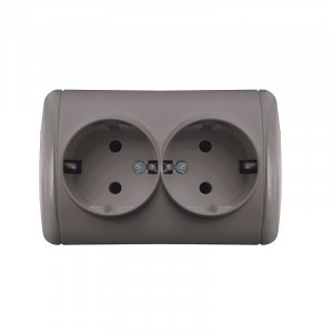 UNIVersal Клио роз. ОУ 2 мест. 16А (земля) IP44 серый (корп. ABS) К2231-Gr