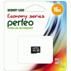 Флэш-карта (памяти) MicroSD 16GB High-Capacity Class 10) Perfeo адаптер economy series