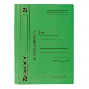 Скоросшиватель карт. мел. BRAUBERG, гарант. пл. 360г/кв.м., зеленый (на 200л.) 121519