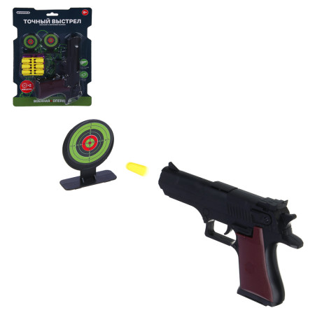 ИГРОЛЕНД Пистолет "Точный выстрел" с мягкими пулями, 12 пуль, 2 цели, TPR, PP, PVC, 19х26х2см