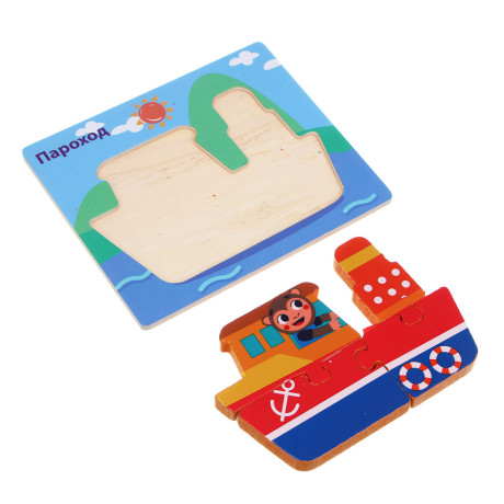 ИГРОЛЕНД Пазлы деревянные развивающие для малышей, 13х11см, 4 дизайнов, дерево