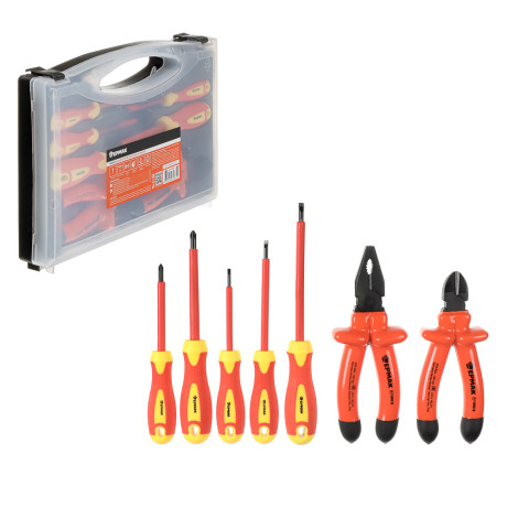 ЕРМАК Набор диэлектрического инструмента: диэлектрический, высоковольтный до ~1000В, 7предм.