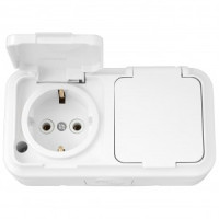 Bylectrica ПРАЛЕСКА АКВА роз. ОУ 2 мест. 16А (земля, пластик, крышка, IP54) бел. РА16-303