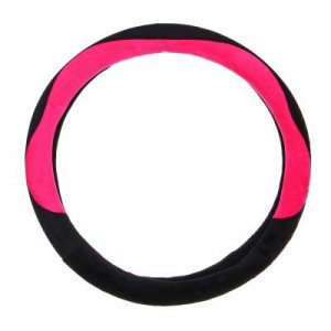 NG Оплетка руля, искусственный мех, со вставками &quot;розовый&quot;, черный, размер М