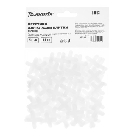 Крестики, 5.0 мм, для кладки плитки, 100 шт Matrix