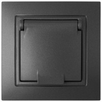 Bylectrica УЮТ роз. 1 мест. СУ земля IP44, черный графит, (РС16-356 черный графит)