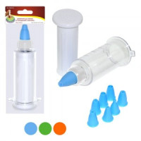 Декоратор-шприц д/крема Эконом 8 насад,100мл,16см,d=5см(кратность 6шт!!!)пластик MS80-132 Мультидом