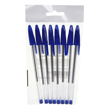 Набор ручек шариковых 8 штук, синие, наконечник 1,0 мм