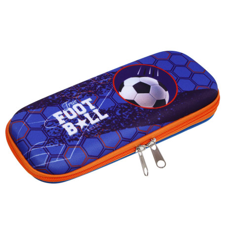 Пенал жесткий овальный, 22,5х10х4,5см, "Капибара/Футбол", 1 отд. на молнии, ЭВА