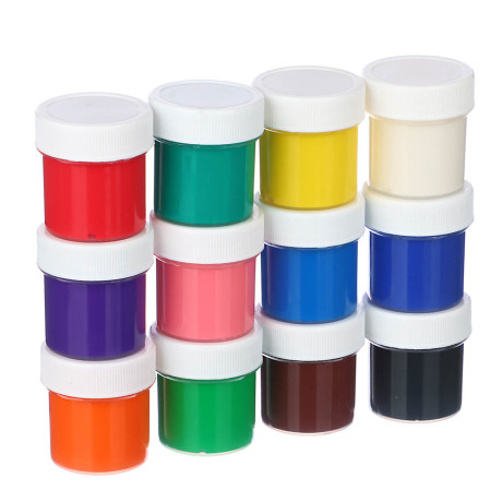 Краски гуашевые 12 цветов тм ClipStudio, объем баночки 20мл