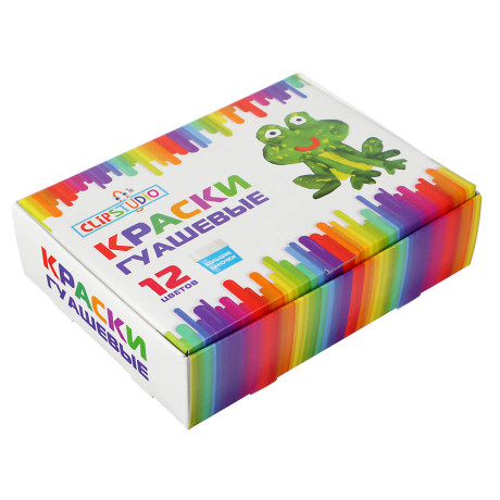 Краски гуашевые 12 цветов тм ClipStudio, объем баночки 20мл