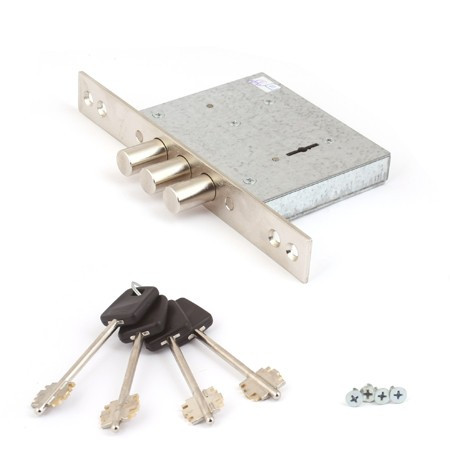 Замок врез Т-57/S8-CR Apecs Хром (3ригеля 16мм, сувальдный, аналог Kale257L)   \12