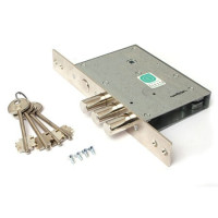 Замок врез ГАРДИАН-3004 сувальдный (защелка, 3 ригеля 15,8мм, м/о-65мм) б/ручек \15