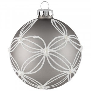 Шар "Орхидея" 8см, цвет серебряный (кратность16шт!)(цена за 1шт) Волшебная страна