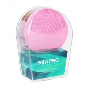 SILAPRO Прибор для массажа и очищения лица, 8 режимов, 7.5x8см, силикон, USB, 3.7V, 150mAh, 2 цвета