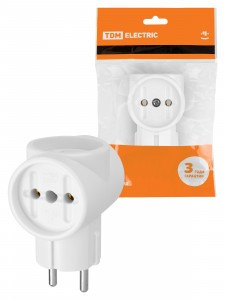 TDM Ретро разветвитель (тройник) 3роз. 16А, T-образный, карболит, белый (20!) SQ1806-0601