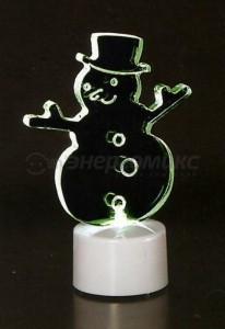 фигура на подставке "Снеговик в шляпе 2D", RGB 501-043 Neon Night