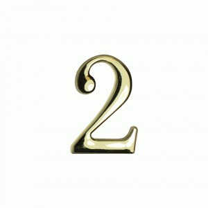 Цифра дверная АЛЛЮР металл "2" на клеевой основе  золото (600,20) блистер