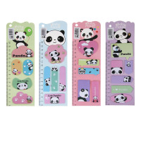Закладки с клеевым краем фигурные, линейка 16см, 6,7х21,5см, 15 листов, 4 дизайна, Панда