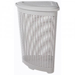 Корзина д/белья угловая, 395x395x595 мм, 50л светло-серый 433217530 Бытпласт