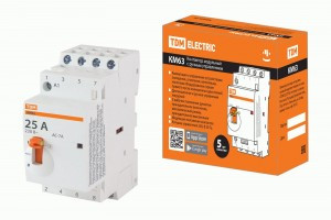 TDM Контактор модульный с ручным управлением КМ63/4-25 4НО 230В АС  SQ0213-0102