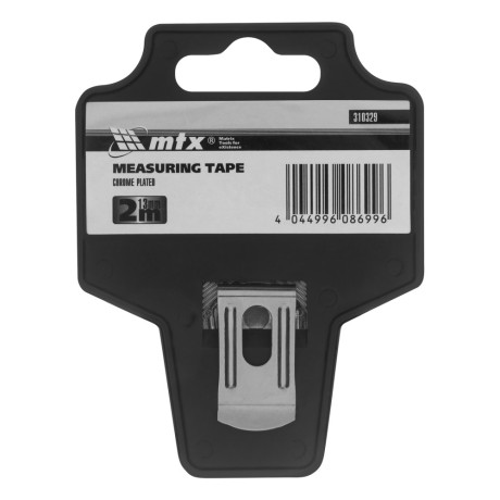 Рулетка Chrom, 2 м x 13 мм, хромированный корпус MTX