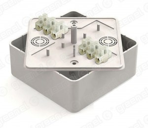 GREENEL Коробка распред. ОУ под кабель-канал100х100х44мм с клеммн. IP40, БЕЛЫЙ (25шт) GE41222-01