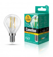 Camelion Шар G45 E14 7W(715lm) 3000K 2K филамент 77x45 LED7-G45-FL/830/E14 (10!)