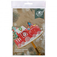 Топпер для украшения Новогодний паровоз 10*15,5см (кратность 6!!!) полимер VL2-344 Мультидом