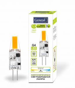 General G4 12V 3W(250Lm)   4500K 4K 10x37,5 COB силикон инд.уп. GLDEN-G4-3-C-12-4500 661537