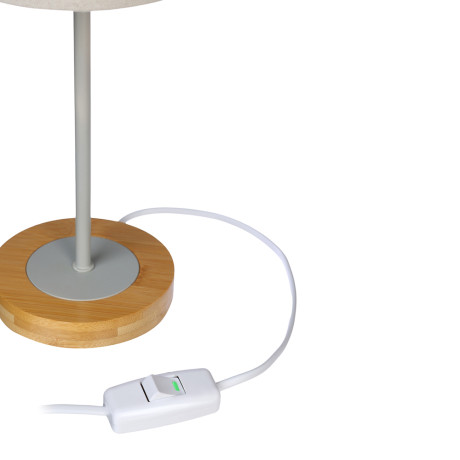 Светильник переносной настольный BY Эльбург, 34см, E14, 40Вт, 230В бамбук, металл, текстиль, серый