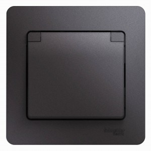 Systeme Electric GLOSSA роз. СУ 1 мест. графит (пл.осн., земля, штор., крыш) GSL001346 (5!)