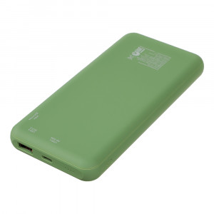 BY Аккумулятор мобильный, 10000мАч, USB/Type-C, Быстрая зарядка QC3.0+PD, 3А, 20W, зеленый