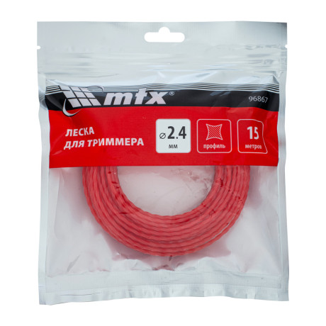 Леска для триммера витой квадрат 2,4 мм х 15 м MTX