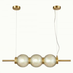 ST LUCE св-к подвесной 3x40W E14 830x165 Латунь/Коньячный IP20 SL1155.313.03