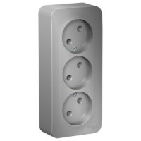 Systeme Electric BLANCA роз. ОУ 3 мест. 16А алюм. (пл.осн., изол.пл.) BLNRA000313 (6!)