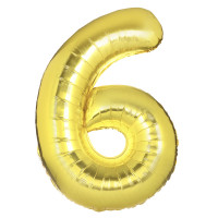 Шар воздушный Цифра "6", золотистый, фольга, 40'/101 см