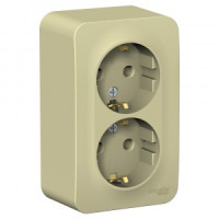 Systeme Electric BLANCA роз. ОУ 2 мест. 16А беж. (пл.осн., земля, изол.пл.) BLNRA010217 (8!)