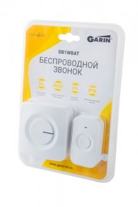 Звонок беспроводной GARIN DoorBell DB1WBAT белый BL1, 52 мелод, пит.кнопки 23А (в/к),динамик 3xR03