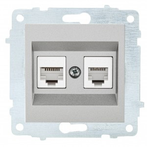 OVIVO мех. роз. СУ комп. 2 мест. (RJ45 CAT6) серебро (ко всем рамкам) 600-000310-230