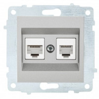 OVIVO мех. роз. СУ комп. 2 мест. (RJ45 CAT6) серебро (ко всем рамкам) 600-000310-230