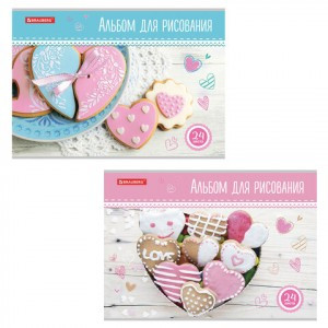 Альбом д/рисования А4 24 л., скоба, картон, BRAUBERG, 202х285 мм, "Вкусняшки" (2 вида), 105608