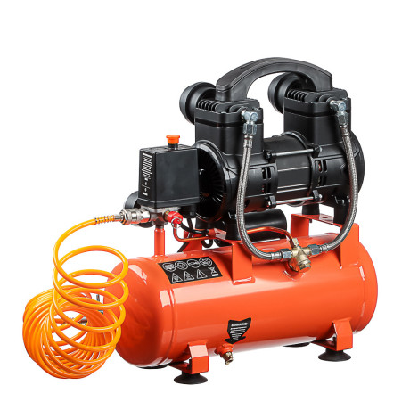 ЕРМАК Компрессор пневматический безмасляный 10л с пистолетом и шлангом 5м