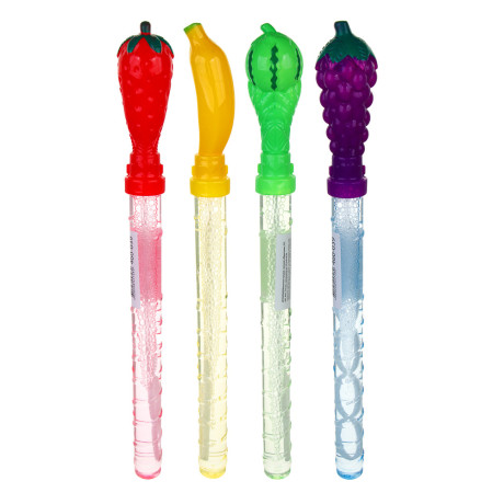 ИГРОЛЕНД Мыльные пузыри с ручкой "Фруктики", PP,PET,PVC, 110мл., мыльный р-р, 37,5х4х4см, 4 дизайна