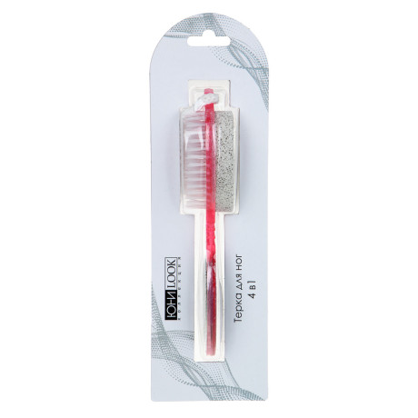 ЮНИLOOK Терка для ног 4-х сторонняя с пемзой и щеткой, с металл. и наждачной поверх., 16,5см, 3 цв