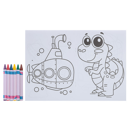 ПРОФ-ПРЕСС Раскраска с мелками, бумага, 16,5х23см, 16 стр, 5 дизайнов