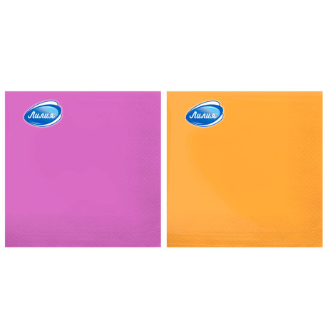 Салфетки бумажные Лилия Желтый/Розовый, 33х33см, 2 слоя, 20л